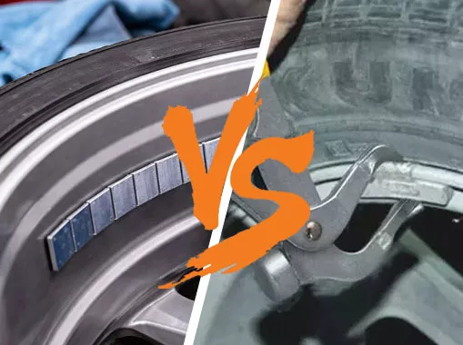 What is the difference between clip-on and stick-on wheel weights?