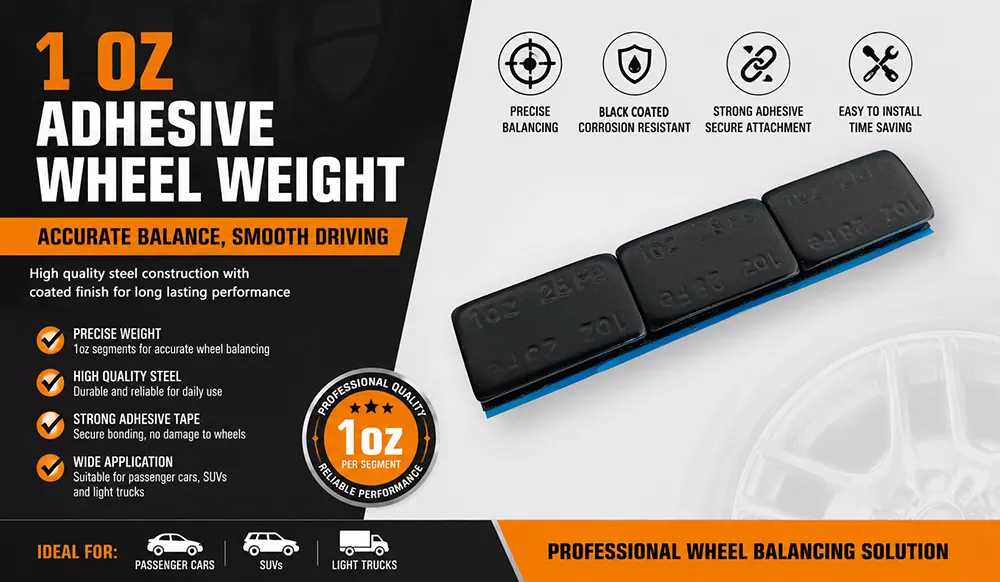 1 oz Black Coated Adhesive Wheel Weights 1