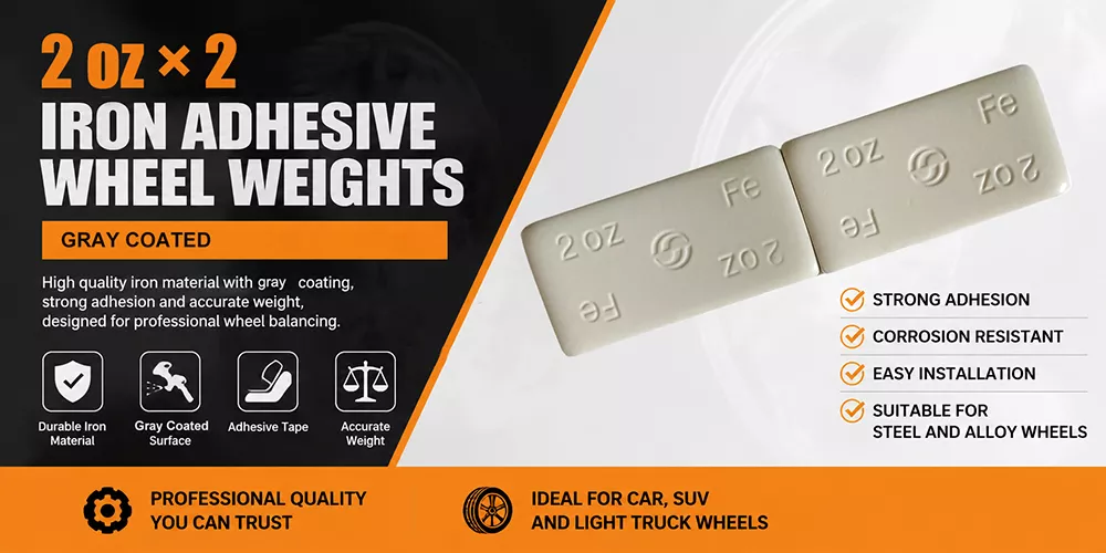 2 oz Gray Coated Adhesive Wheel Weights