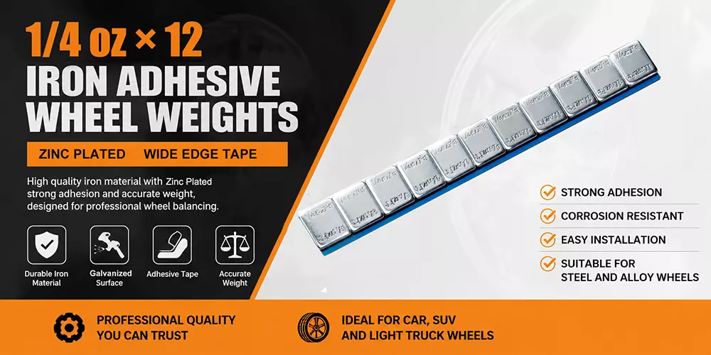 1/4 oz Galvanized Round Corner Adhesive Wheel Weigh