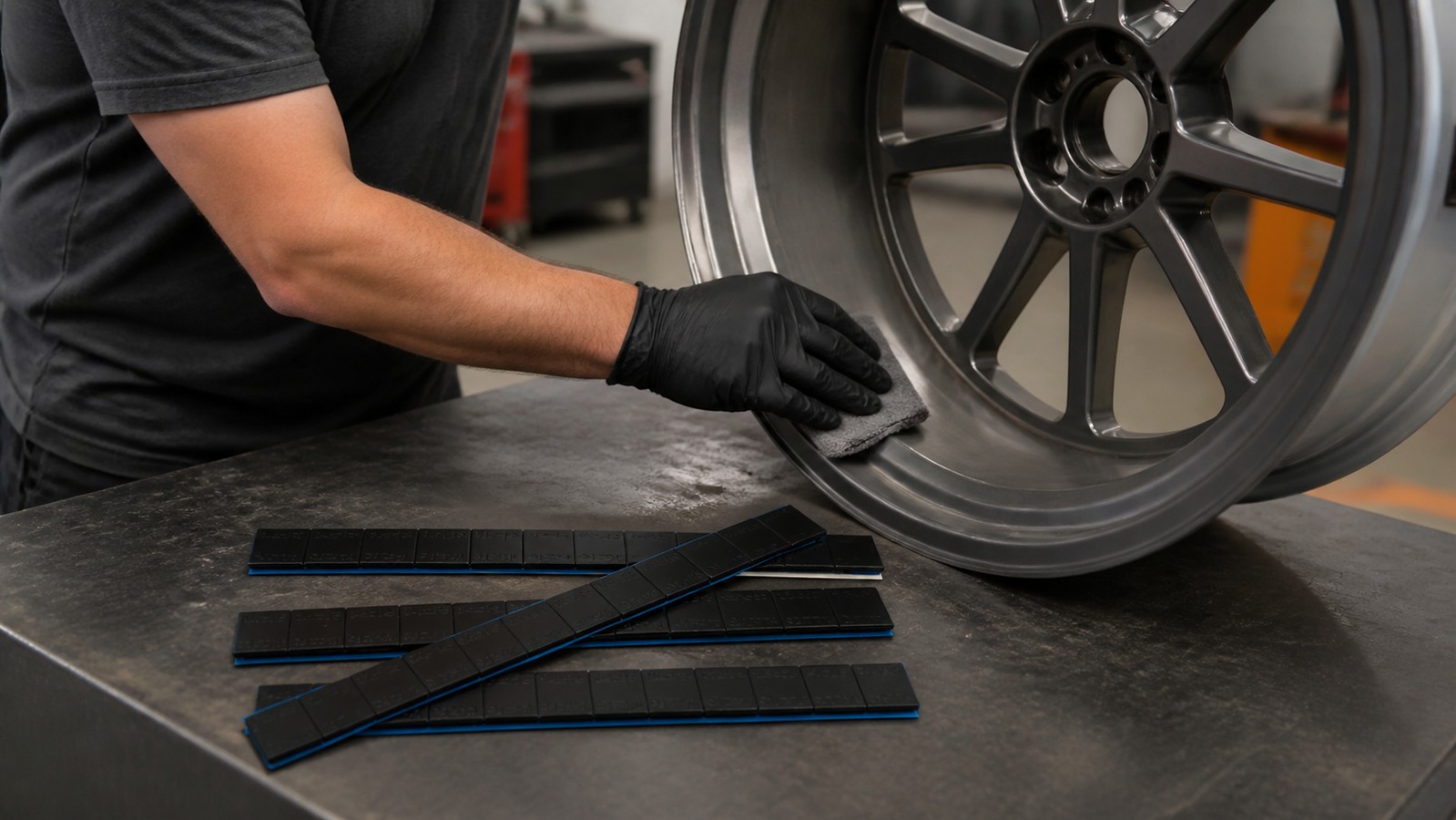 When does an oz black coated right angle adhesive wheel weight fit?