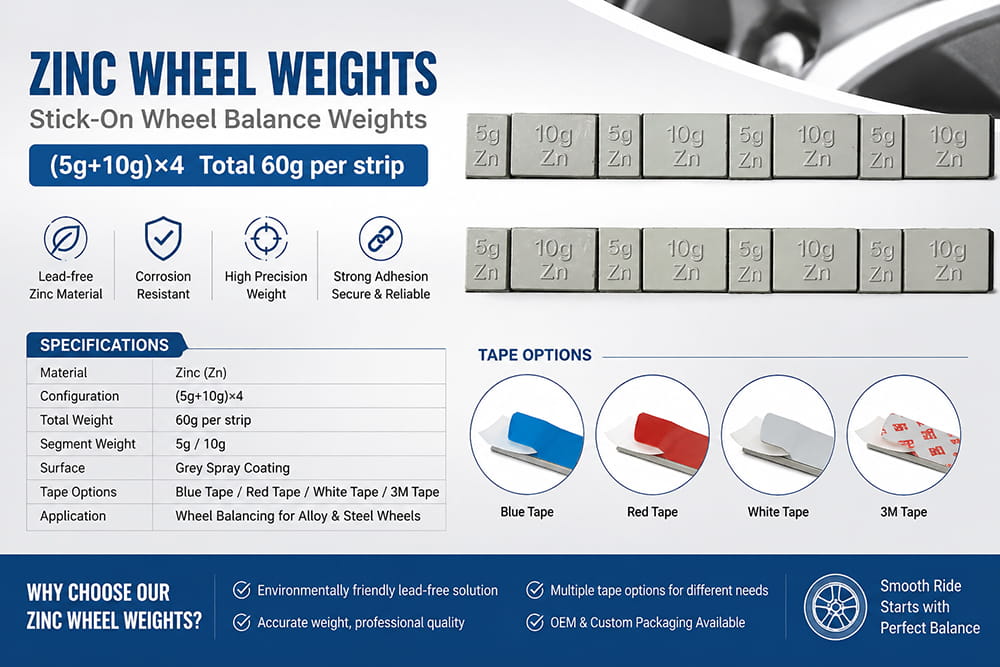 Zinc Wheel Weights – (5g + 10g) × 4 Grey Coated