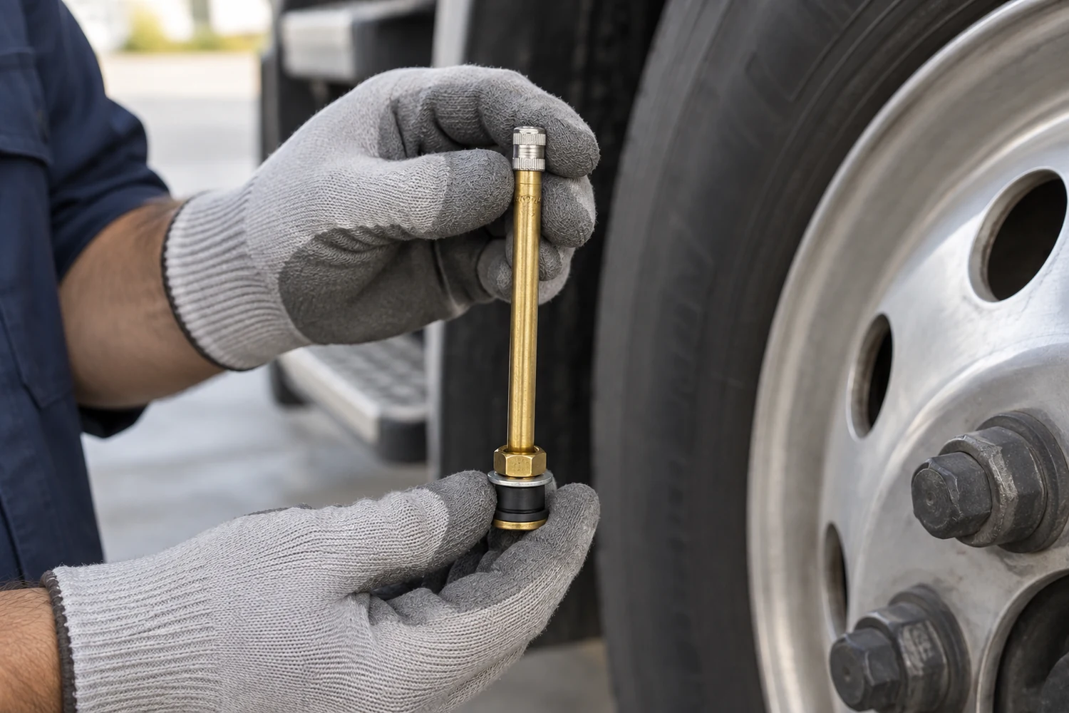 Clearer Fit Checks for a TR574 truck tire valve stem