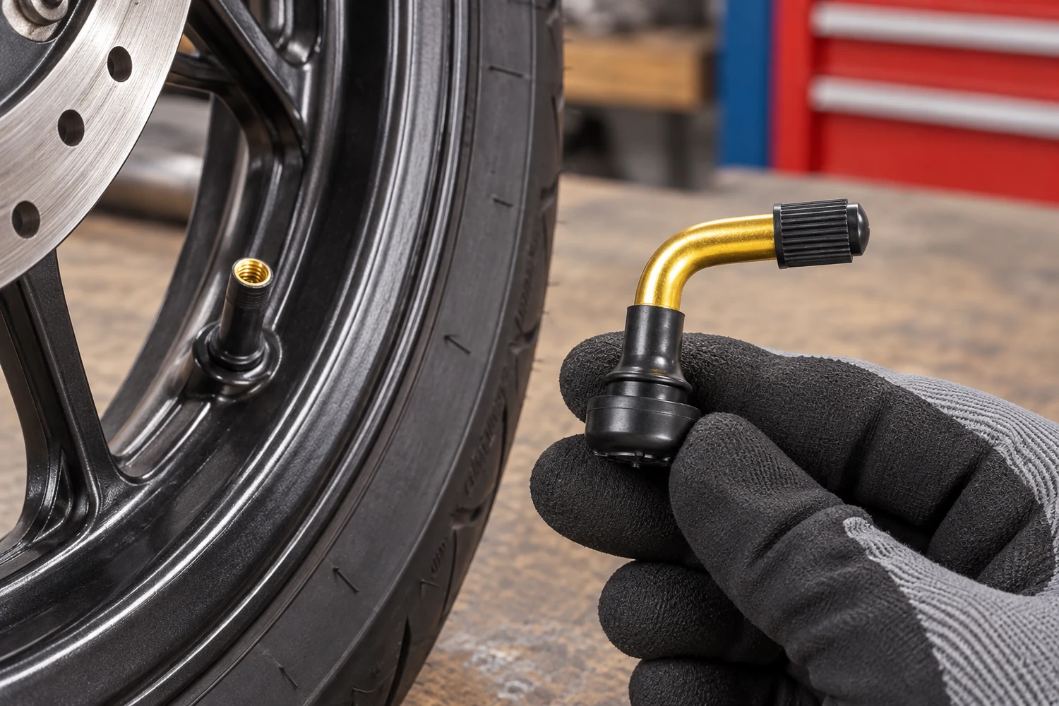 How Does a Bent Motorcycle Tire Valve Improve Access?