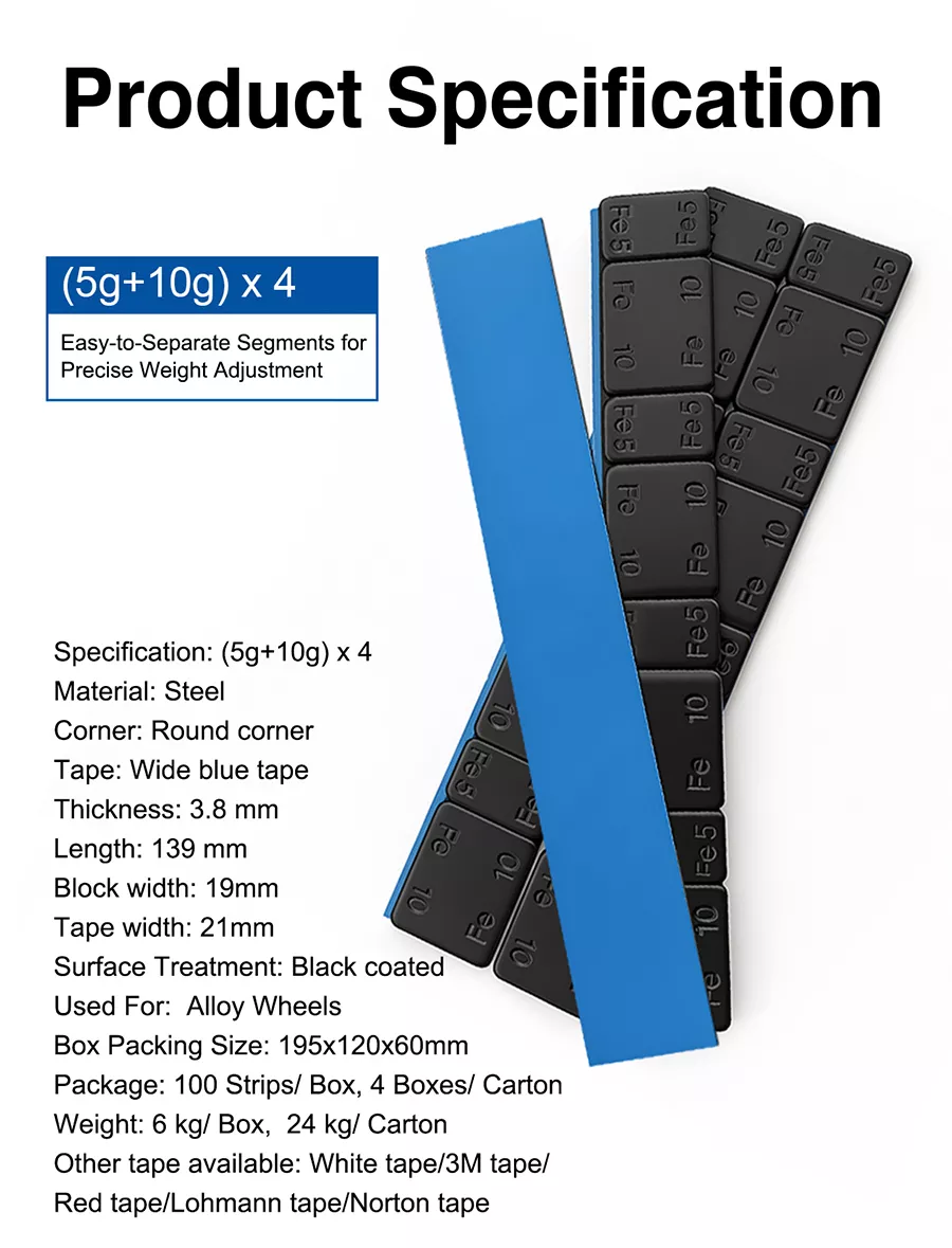 Black Coated Adhesive Wheel Weights-