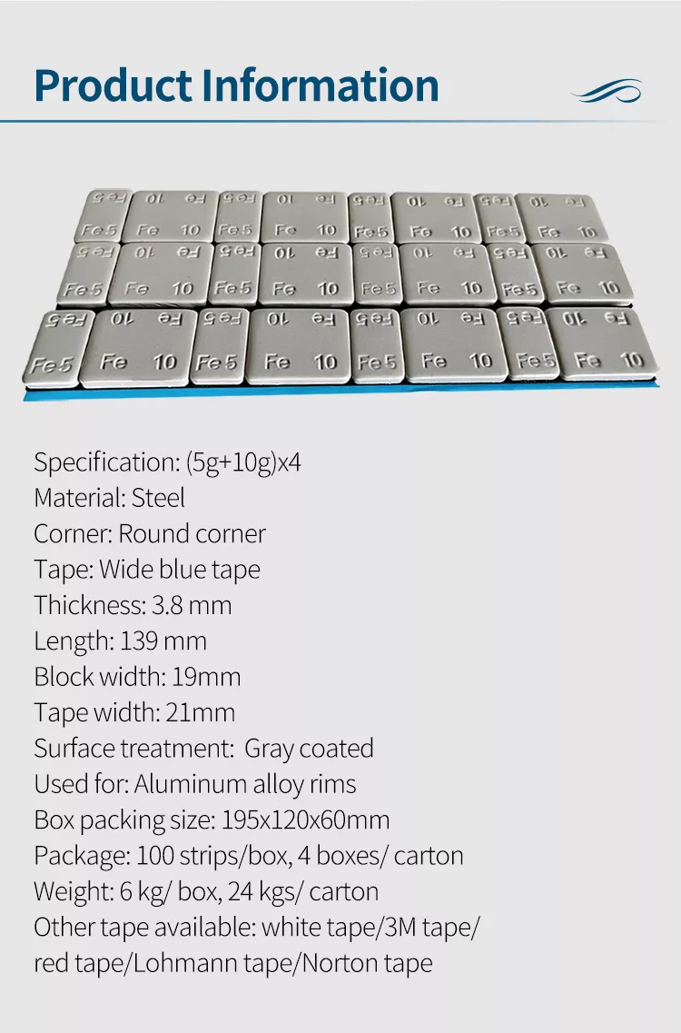 Grey Coated Steel Adhesive Wheel Weight (5g+10g)×4