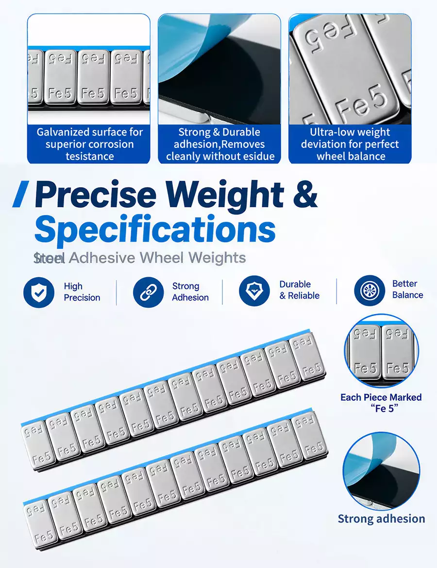 Steel Adhesive Wheel Weights 5g×12