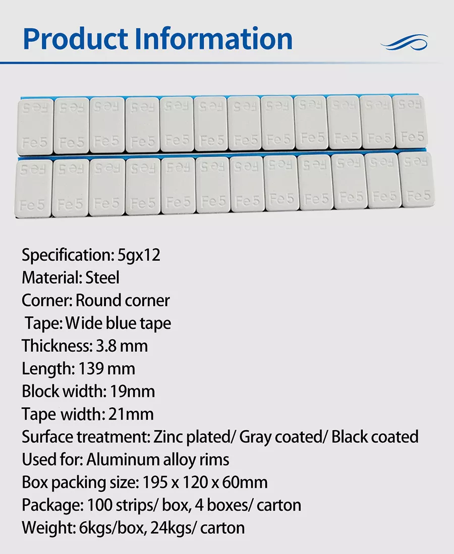 5g×12 Grey Coated Adhesive Wheel Weight