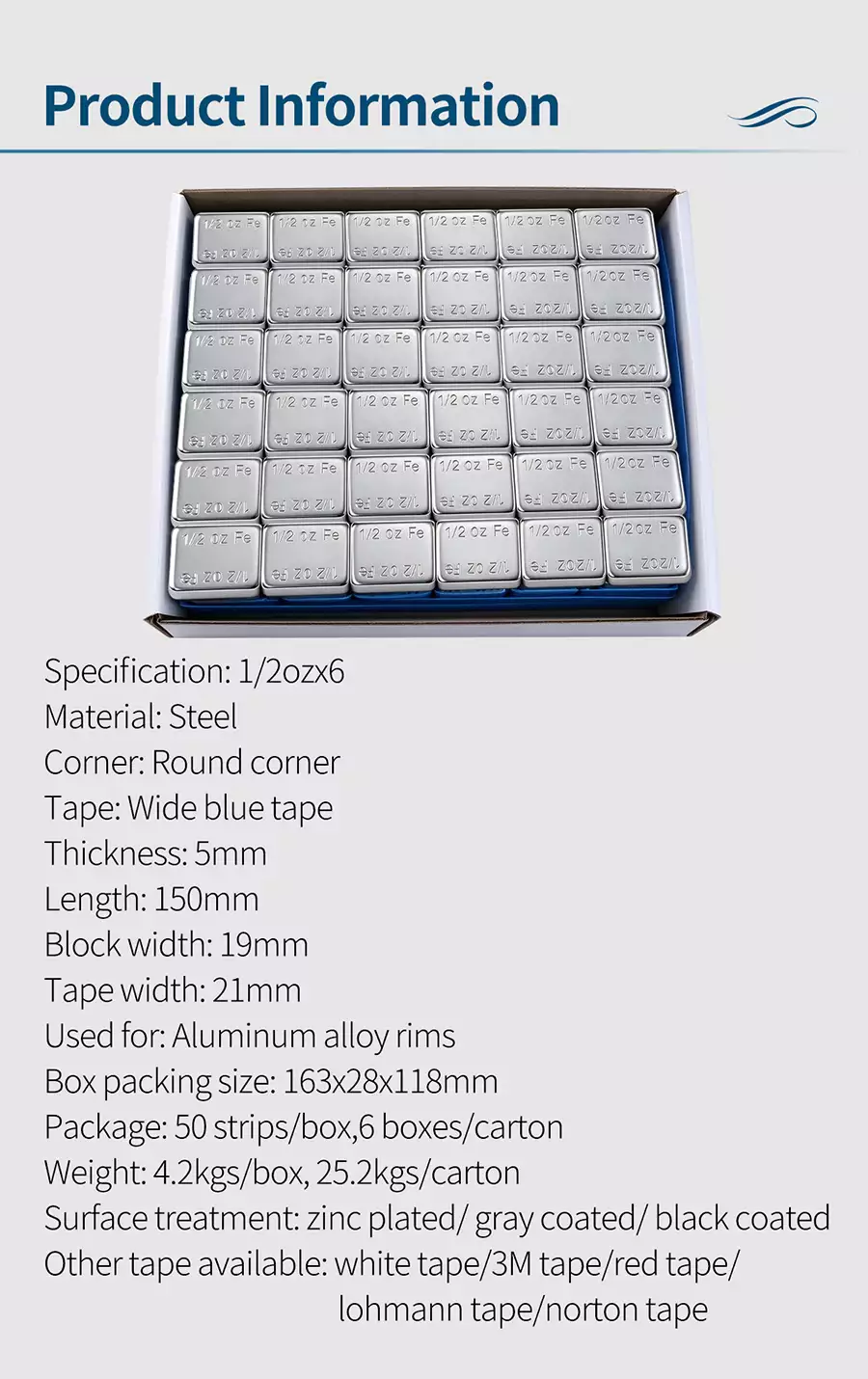 1/2oz Zinc Plated Adhesive Wheel Weight