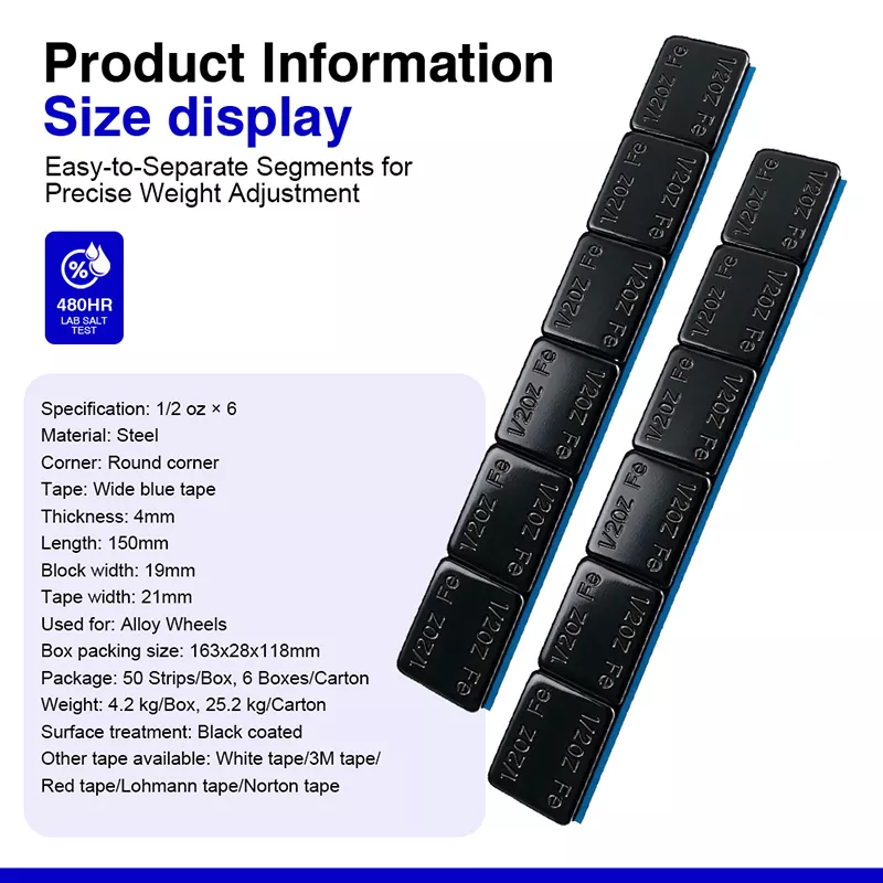 1/2 oz Black Coated Iron Adhesive Wheel Weight