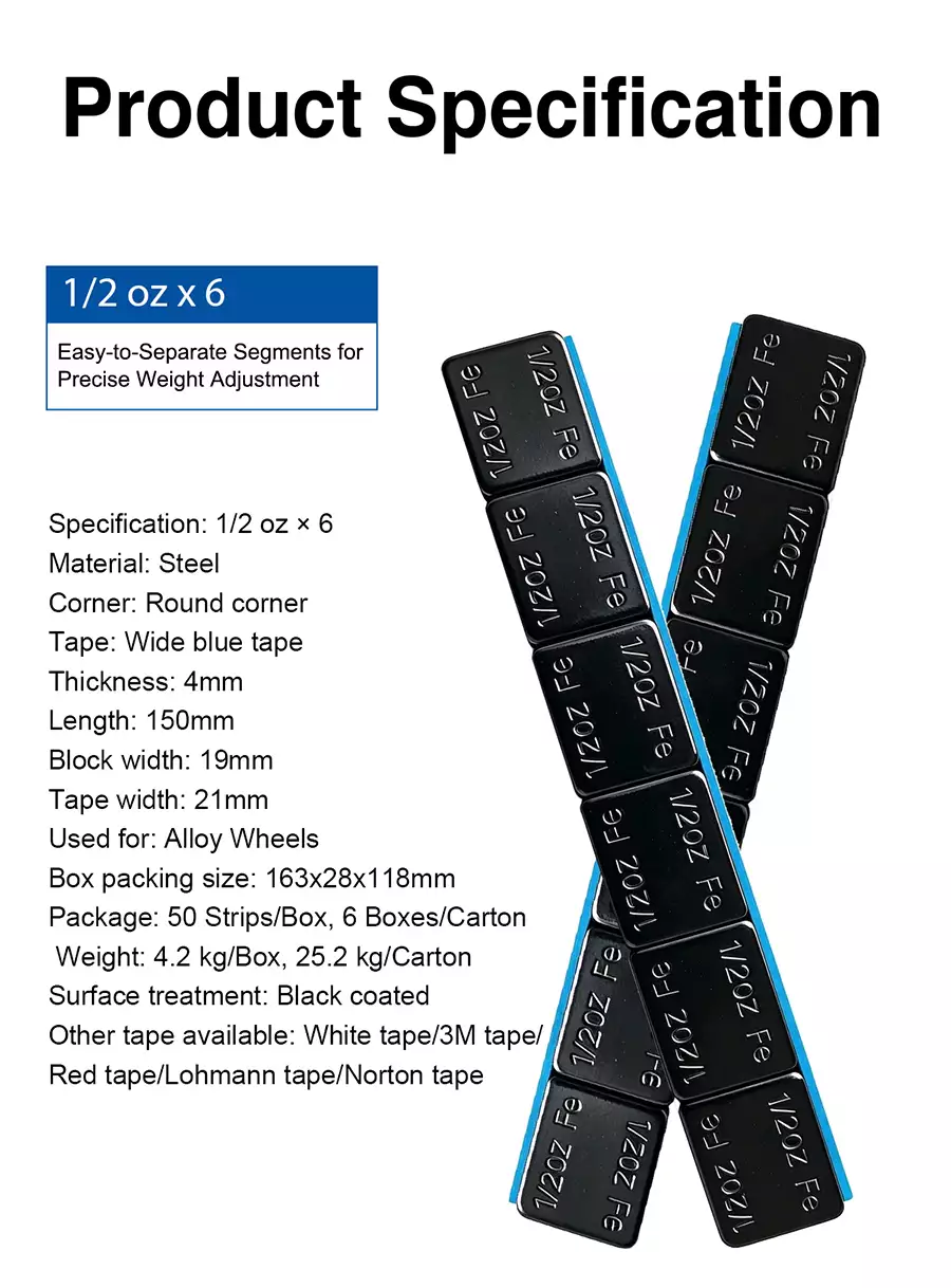 1/2 oz Black Coated Iron Adhesive Wheel Weight