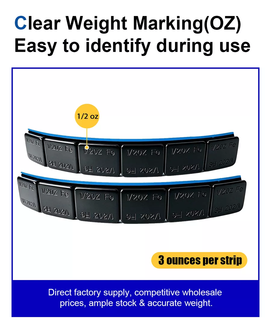 1/2 oz Black Coated Iron Adhesive Wheel Weight