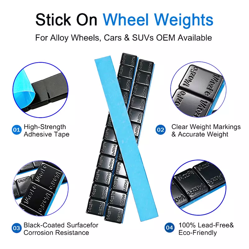 1/4oz × 12 Black Coated Adhesive Wheel Weights