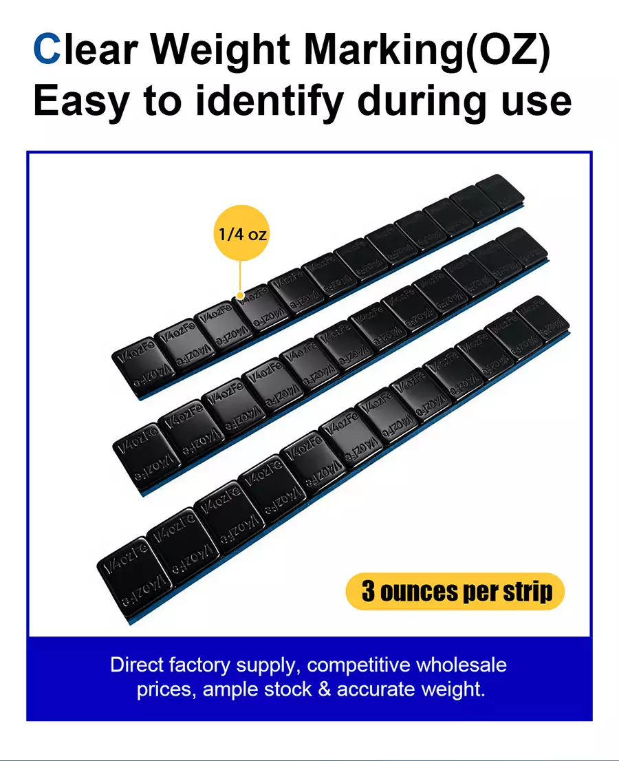 1/4oz × 12 Black Coated Adhesive Wheel Weights