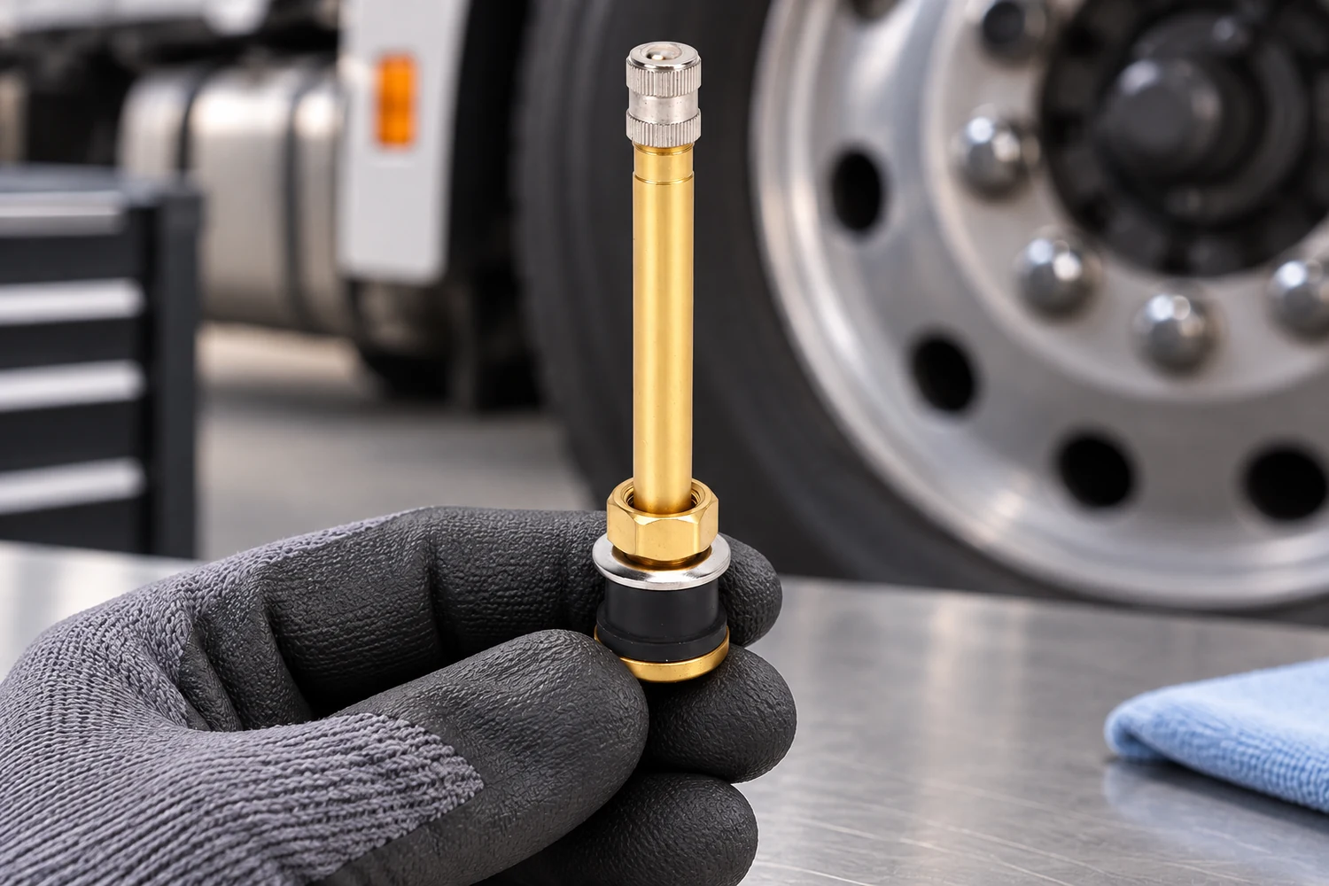 Which truck and bus tire valve details should buyers check?