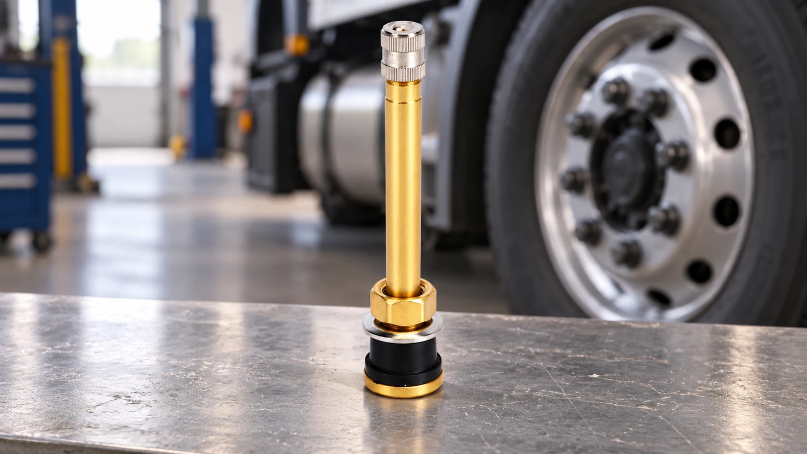 Which truck and bus tire valve details should buyers check?
